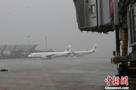 暴雨致成都机场超百个航班受影响。　吕俊明 摄